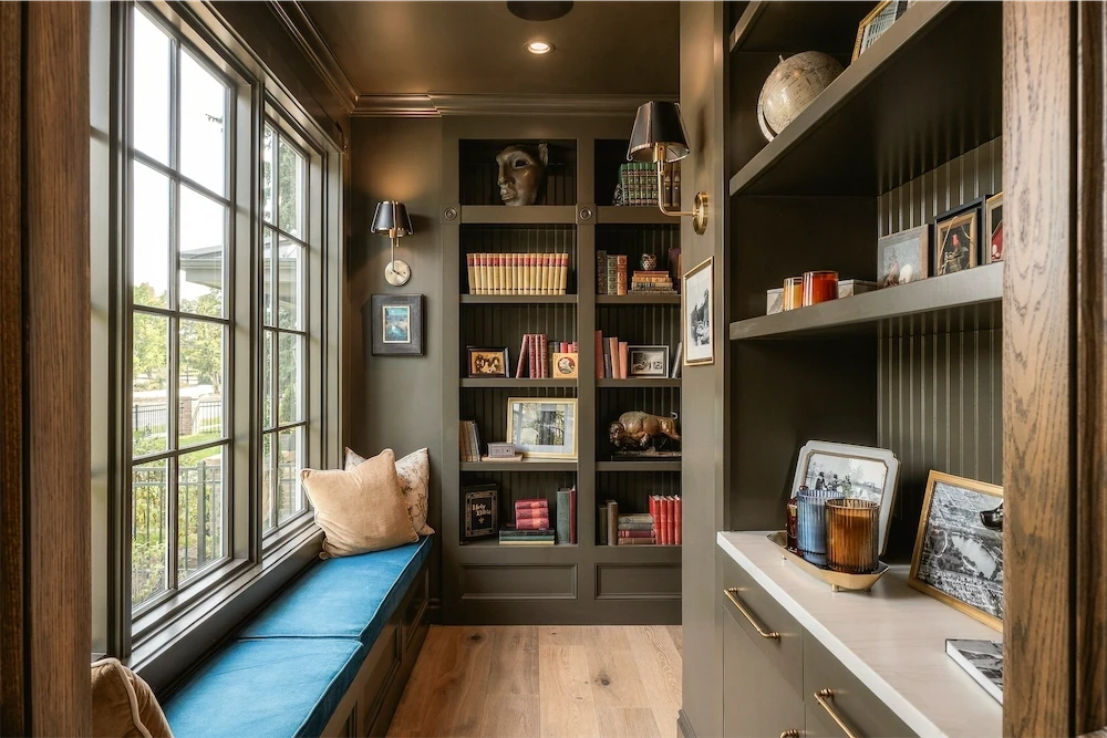 Chef’s kitchen and open living space at 1408 Cliffbrook Drive