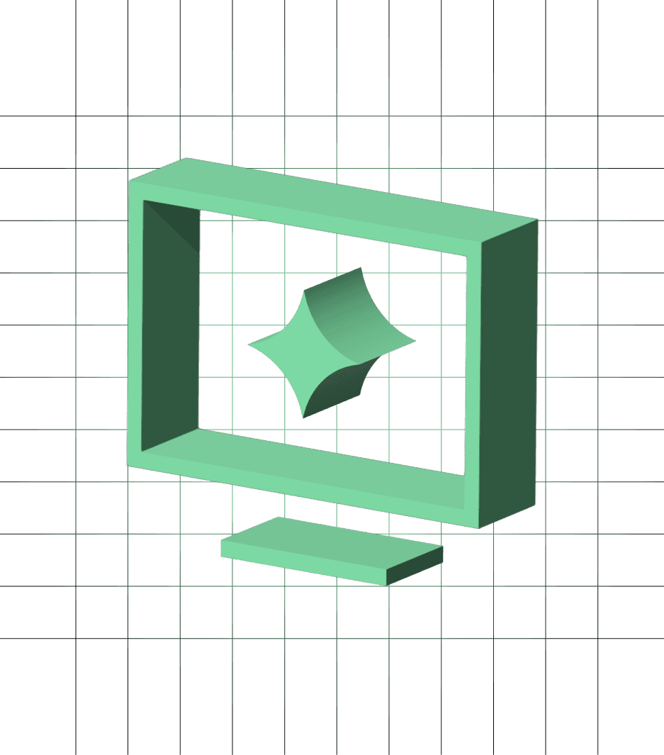 Stilisierter Bildschirm mit Fokus im Zentrum – Metapher für klaren digitalen Markenauftritt.