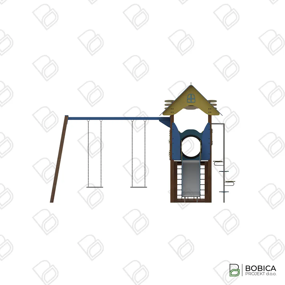 Kombinirano igralo s kućicom, toboganom i ljuljačkom - "Cloud House Play"