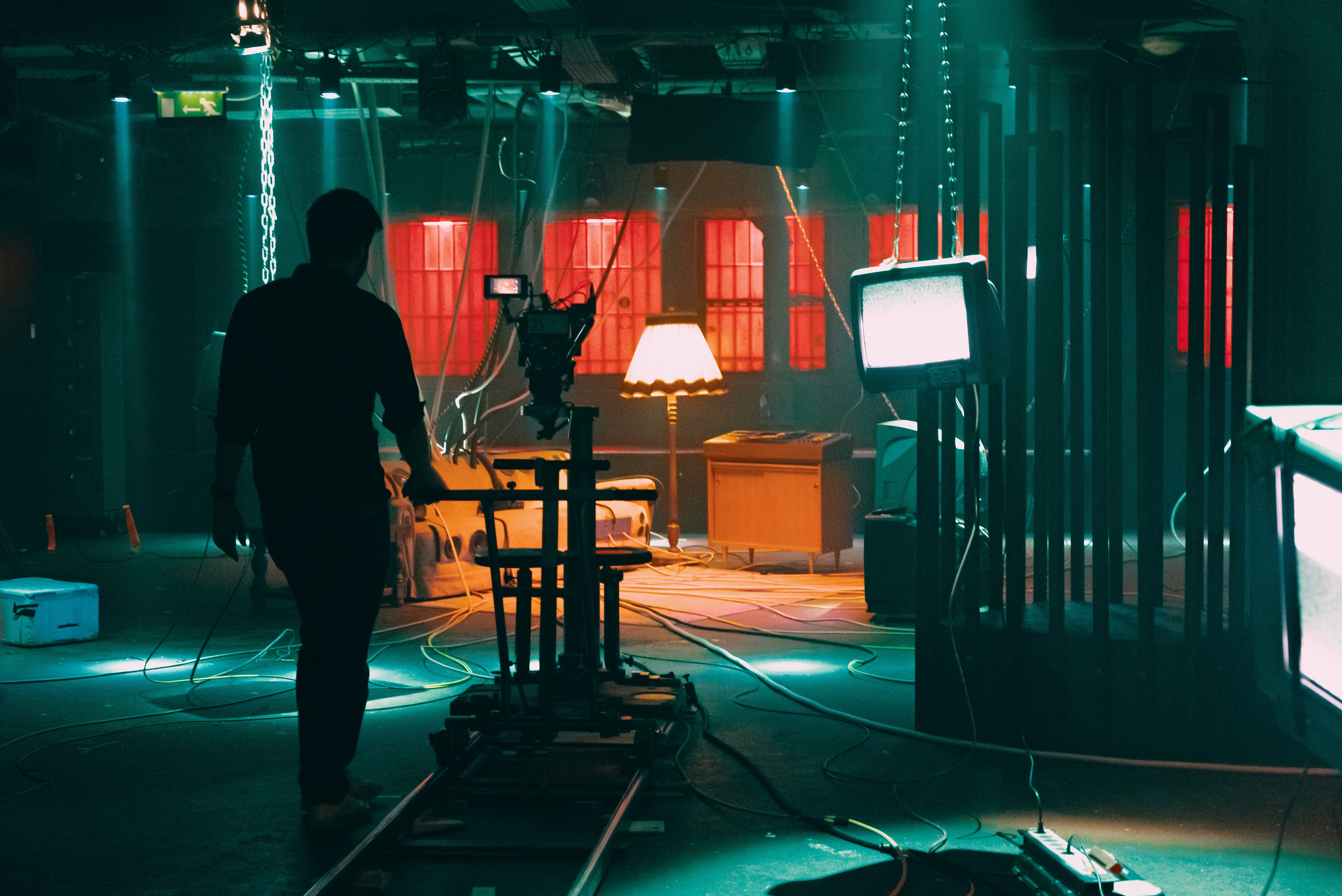 black and gray camera tripod