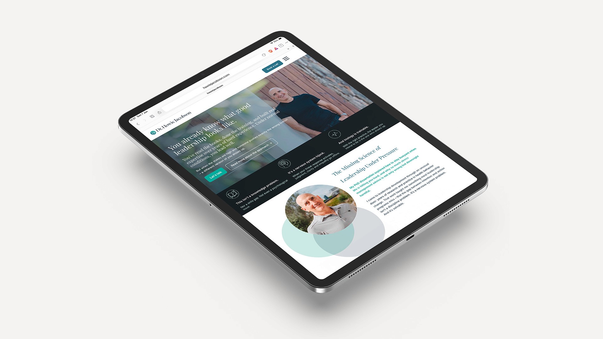 Dr. Howie Jacobson responsive website design on tablet by Huw Mathias web designer.