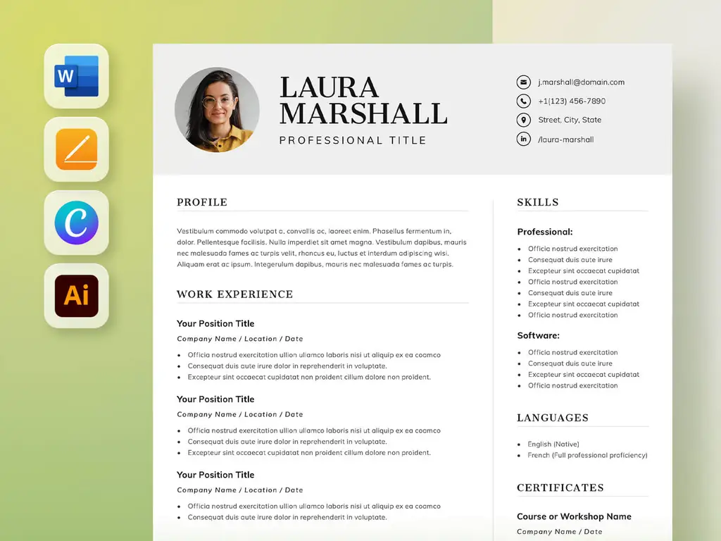 minimal resume and cover letter template clean layout preview