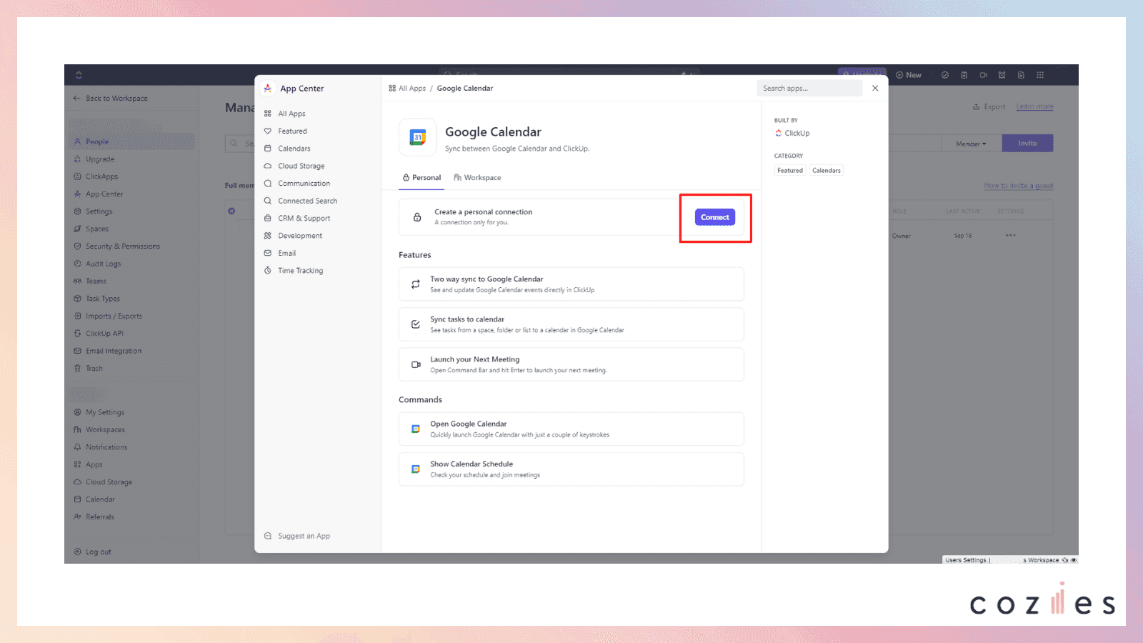 Connectをクリック