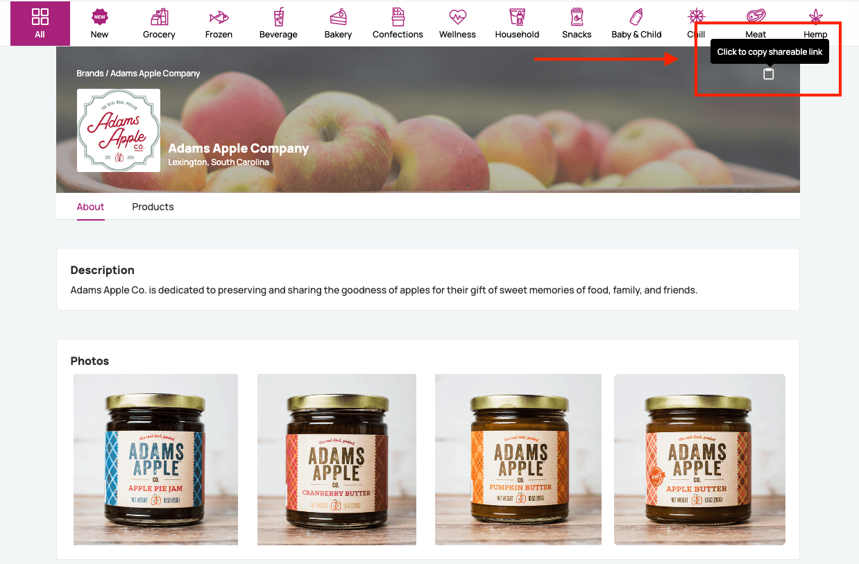 Brand Page + Shareable Link