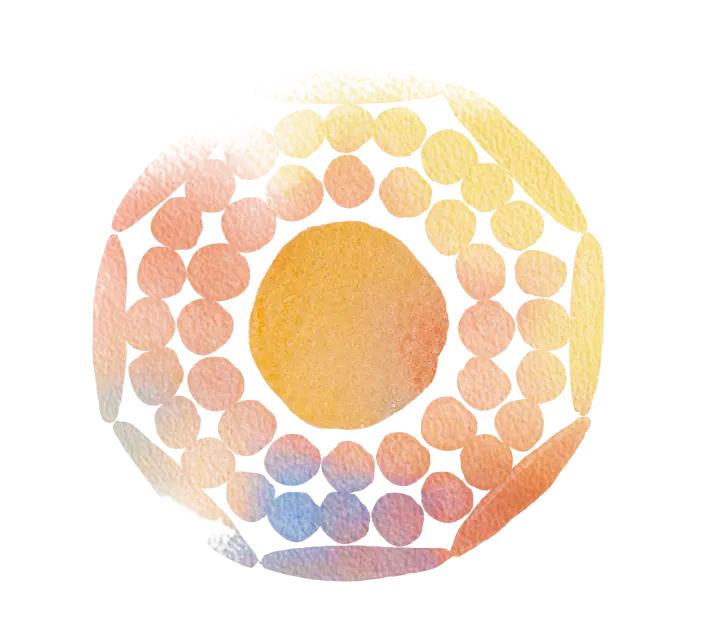 Watercolor illustration of a developing cell structure surrounded by smaller cells