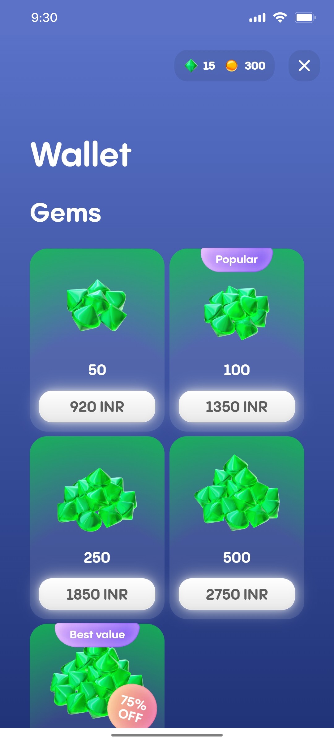 Replika Wallet screen