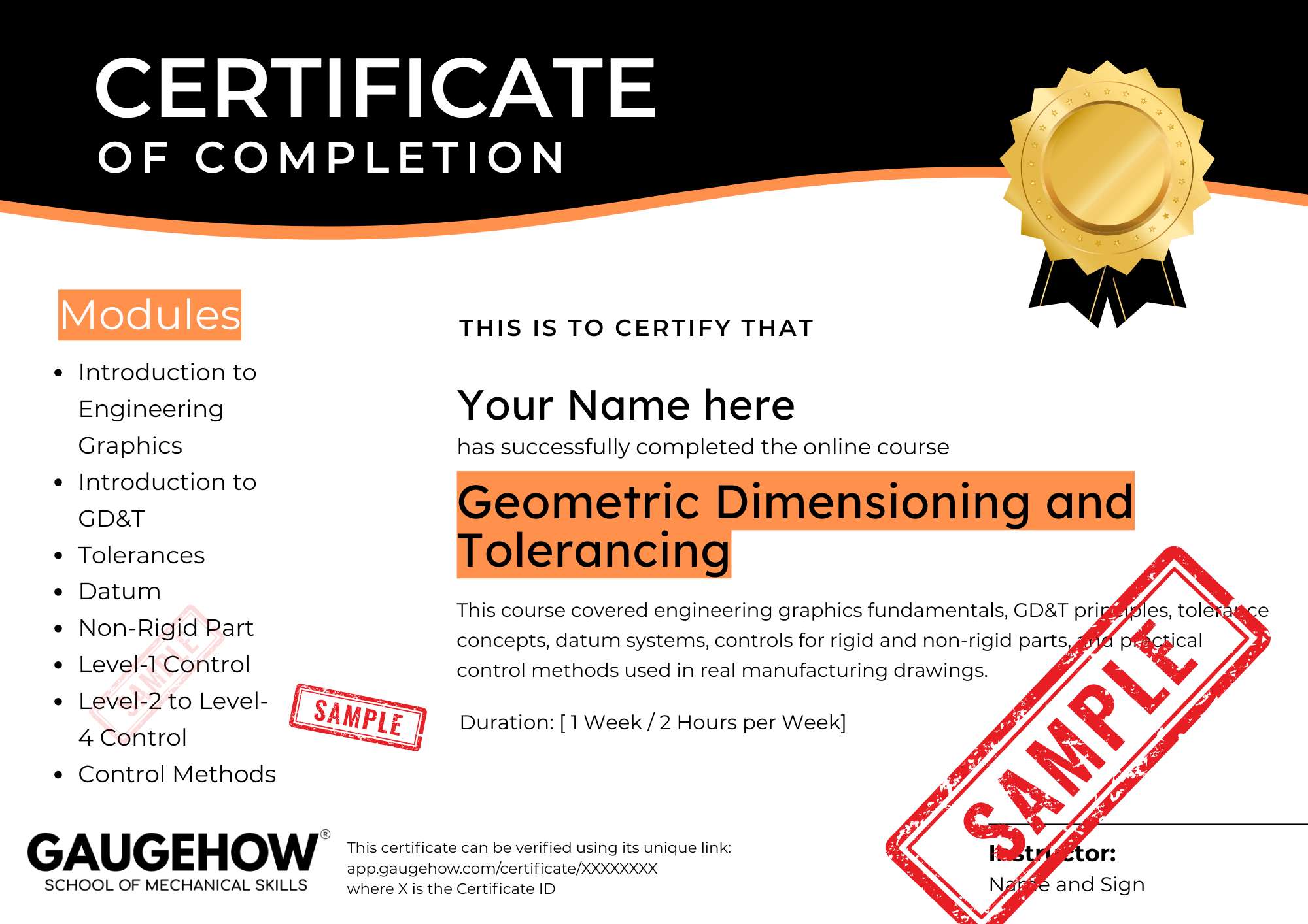 gd and t certificate course