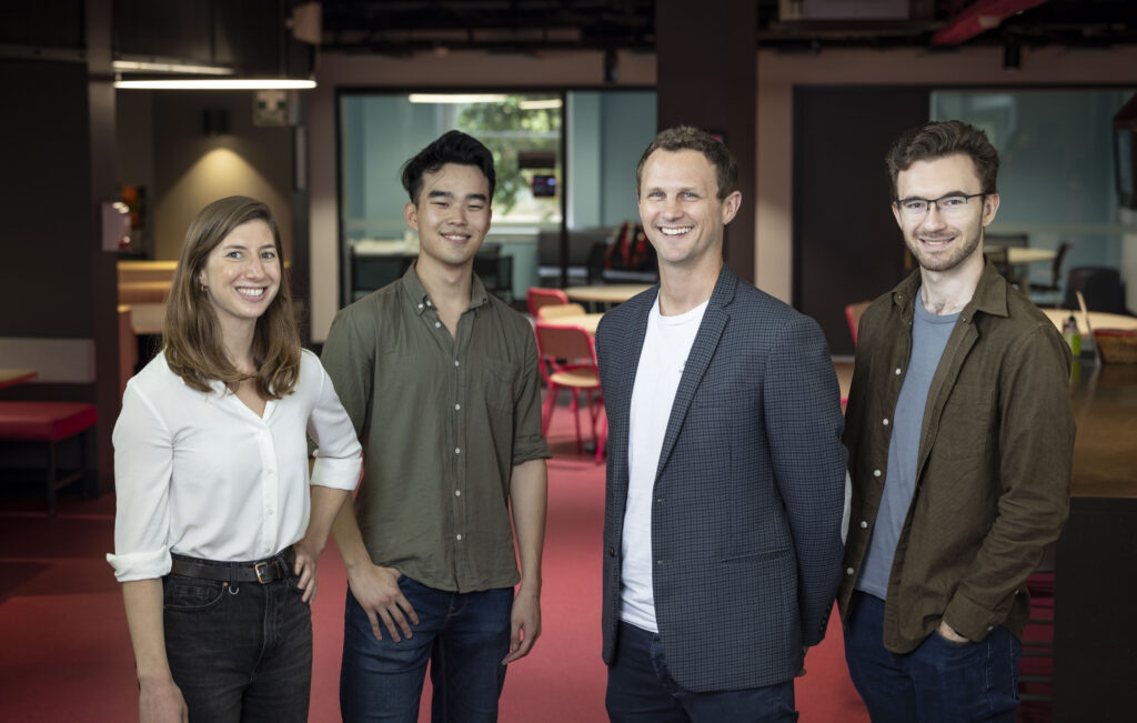 Resonait Medical Technologies team (l-r) Gabrielle Provost, Kevin Hou, Dr Cameron Higgins (Founder & CEO), and Brendan Harris.