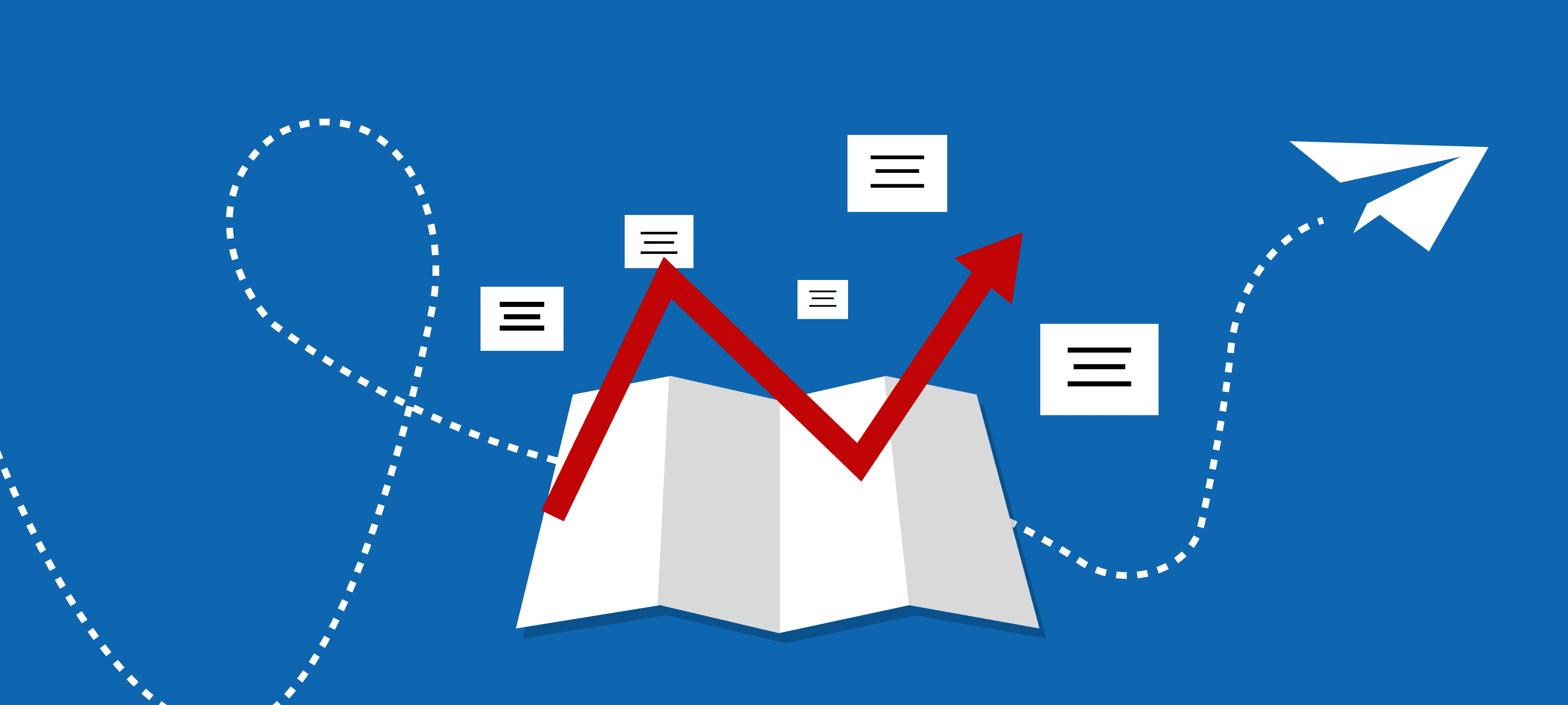 Visual representation of demand generation campaign examples using content pieces, performance growth indicators, and campaign planning paths.