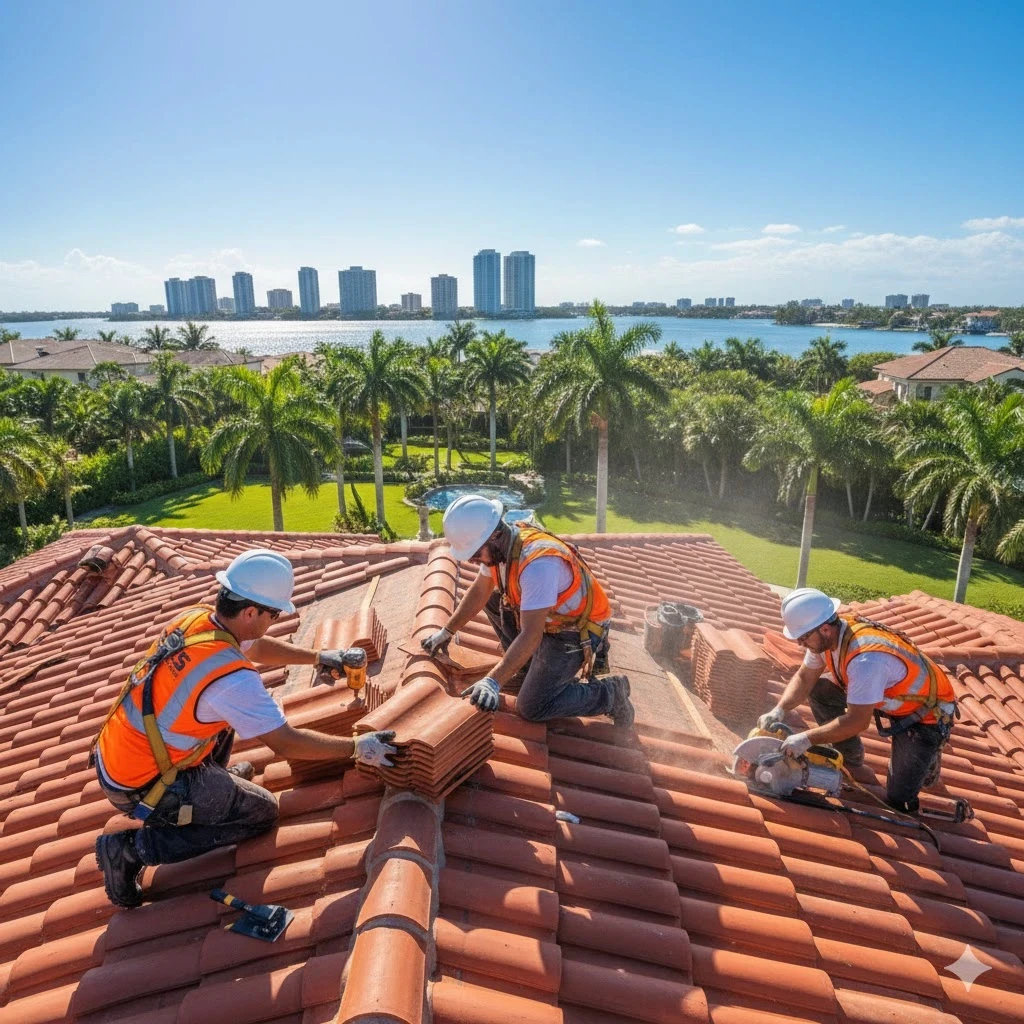 CLS expertise in clay tile installation for residential roofing in Palm Beach.