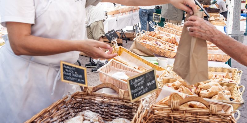 A business owner selling food