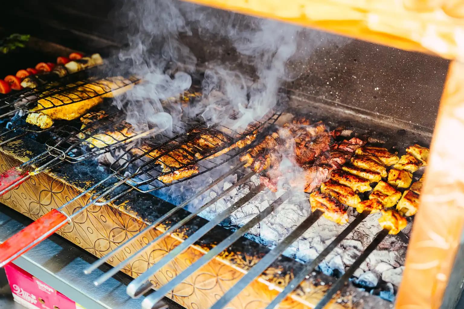 A steak being grilled.