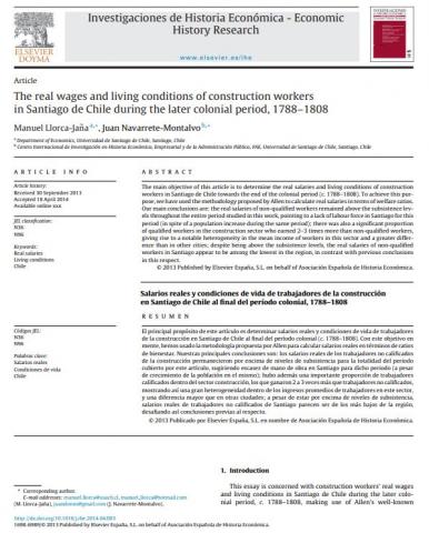 The real wages and living conditions of construction workers in Santiago de Chile during the later colonial period, 1788–1808