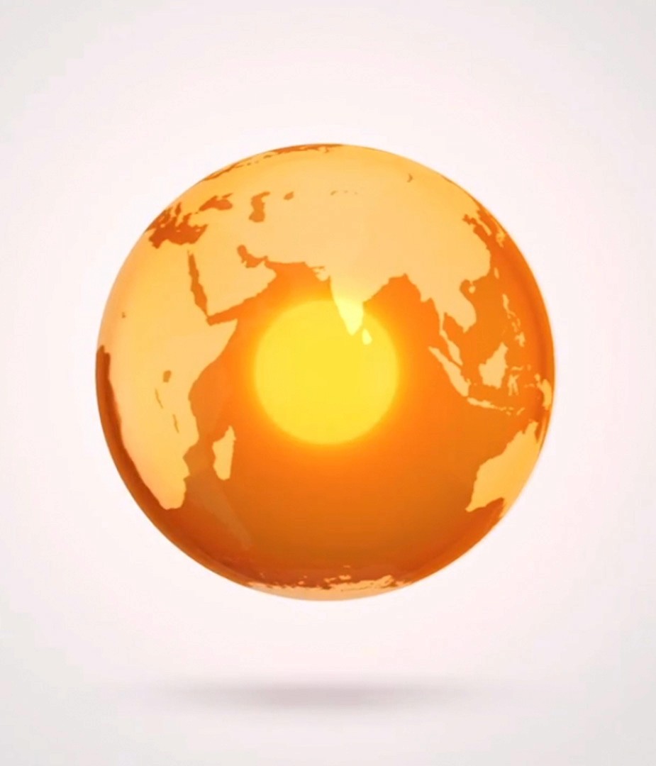 3D orange globe animation highlighting GE’s global operations, part of the immersive data visualization video for the Calgary Innovation Centre.