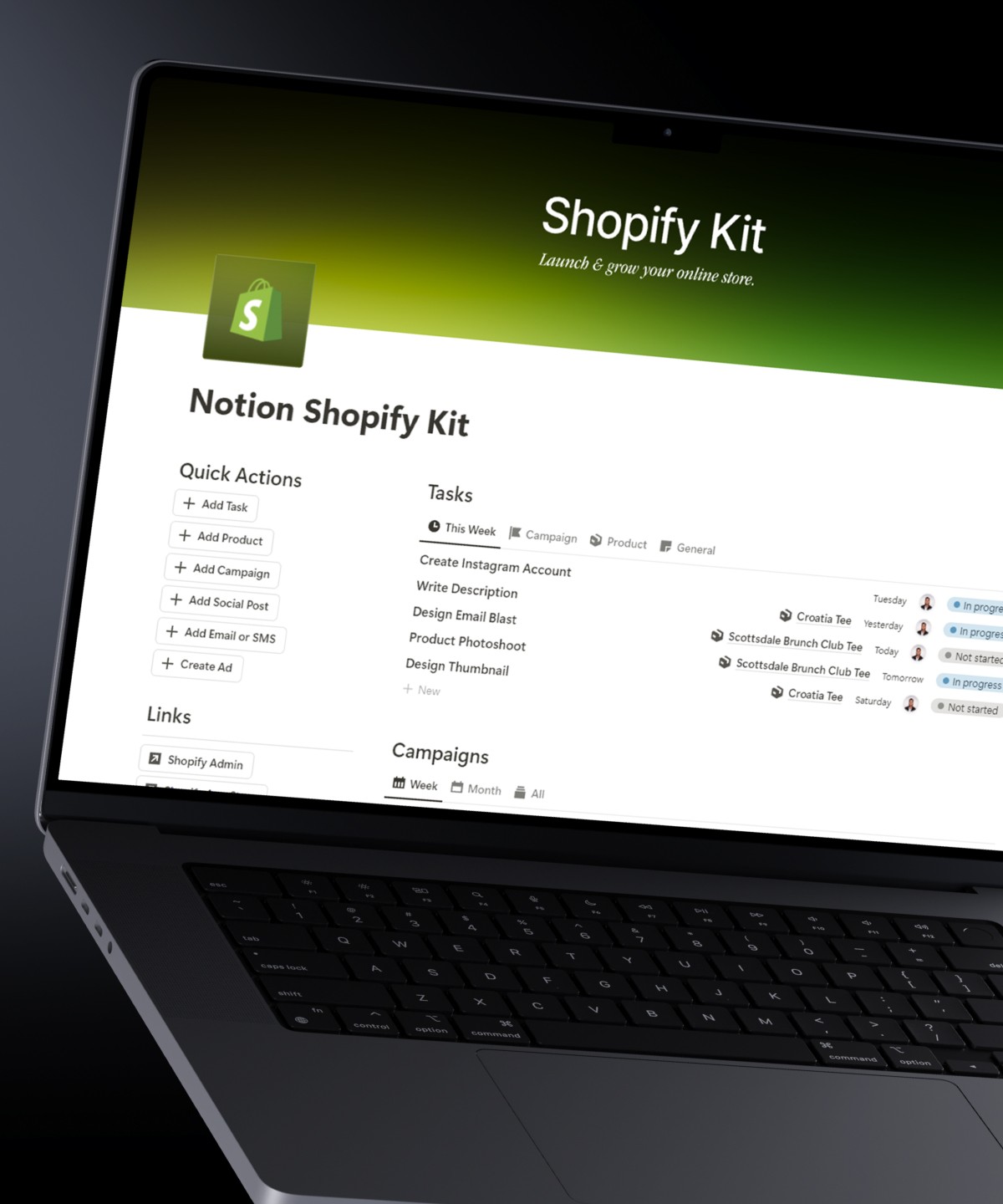 Preview of the Notion Shopify Kit