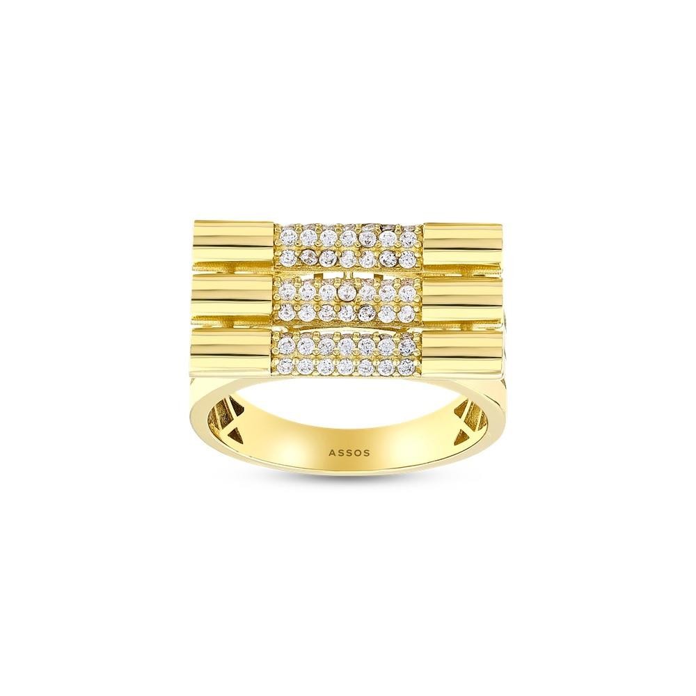 Taşlı Tasarım 14 Ayar Altın Yüzük - Assos Pırlanta Şıklığı