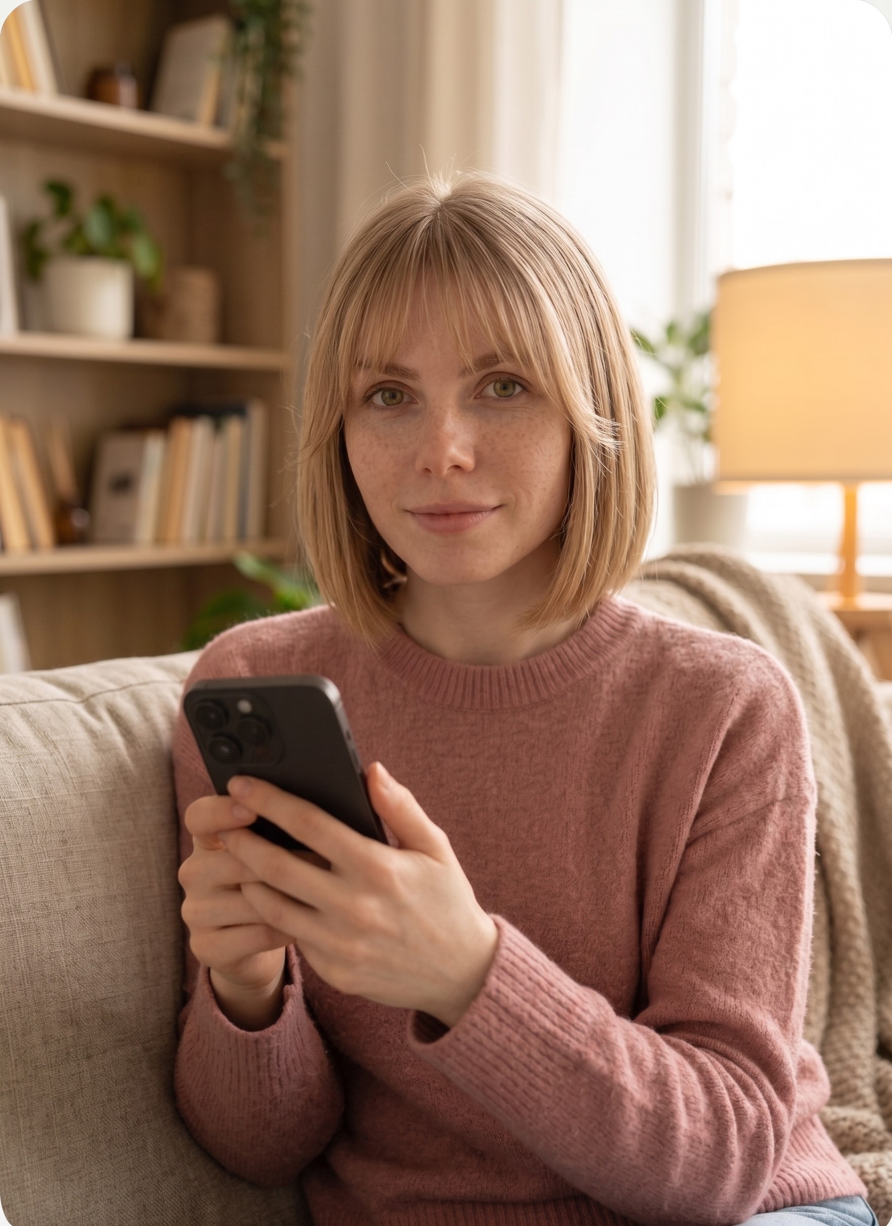 Creator holding a smartphone while planning content