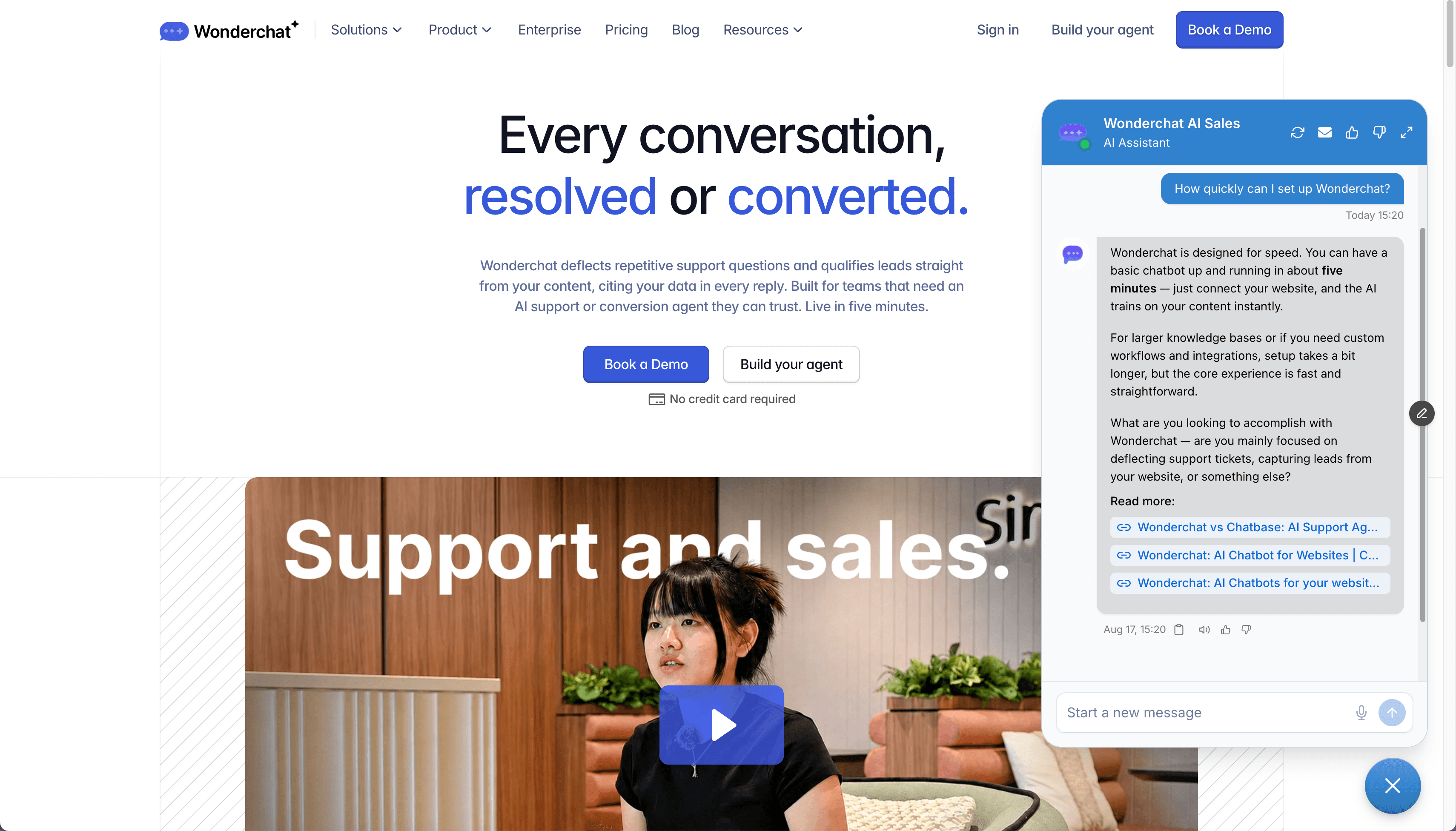 Wonderchat AI Agent set-up