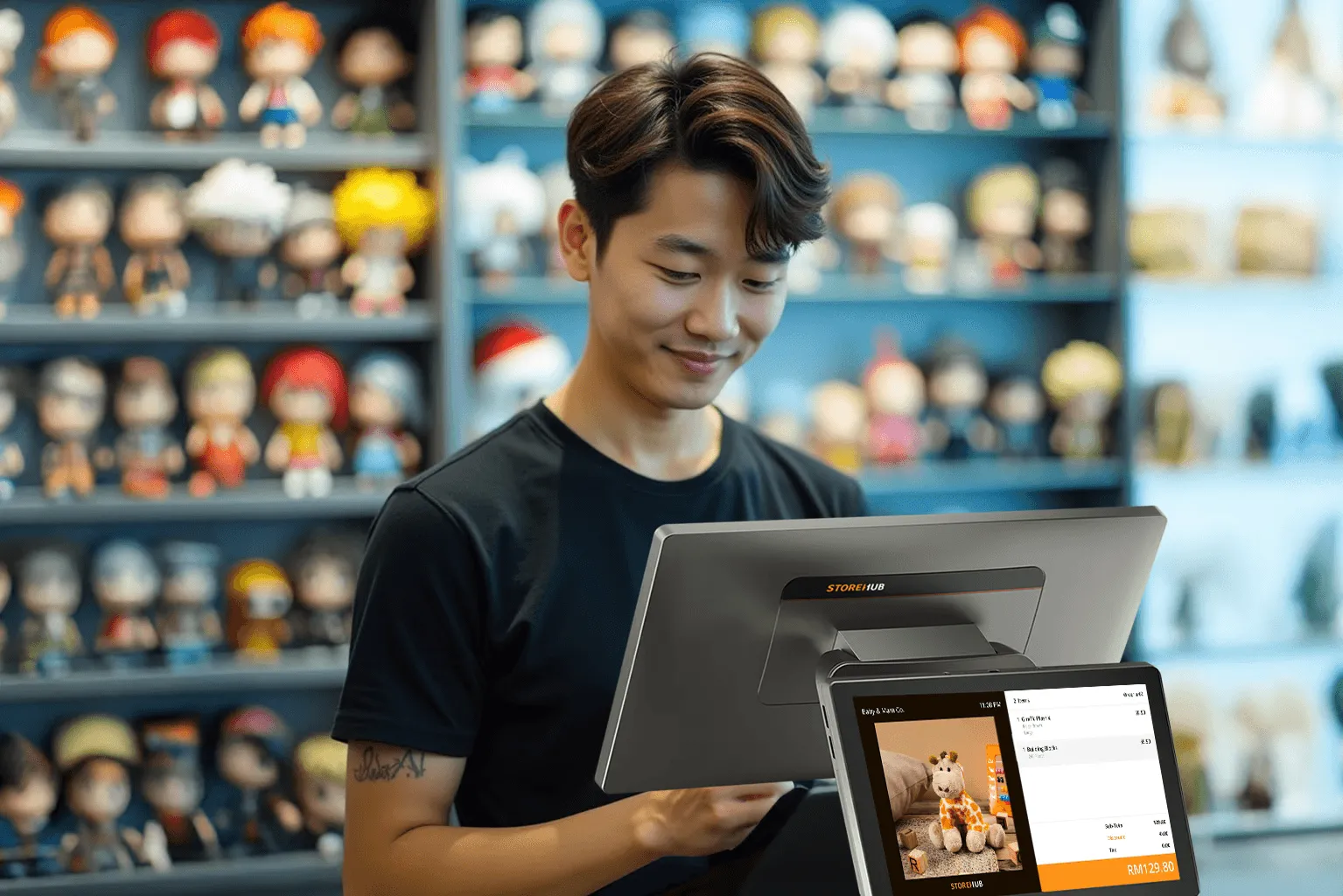 Malaysian specialty retail owner using the StoreHub retail POS system to track sales and manage inventory.