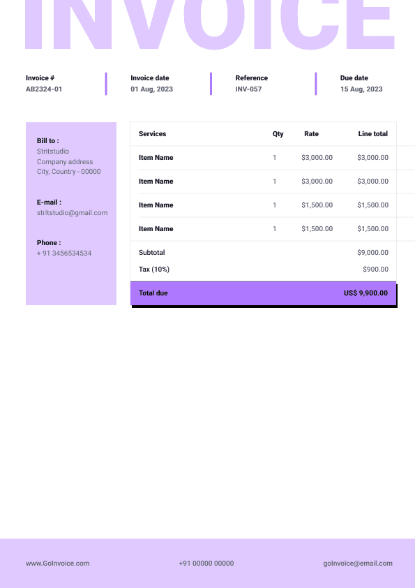 Retention Payment Invoice