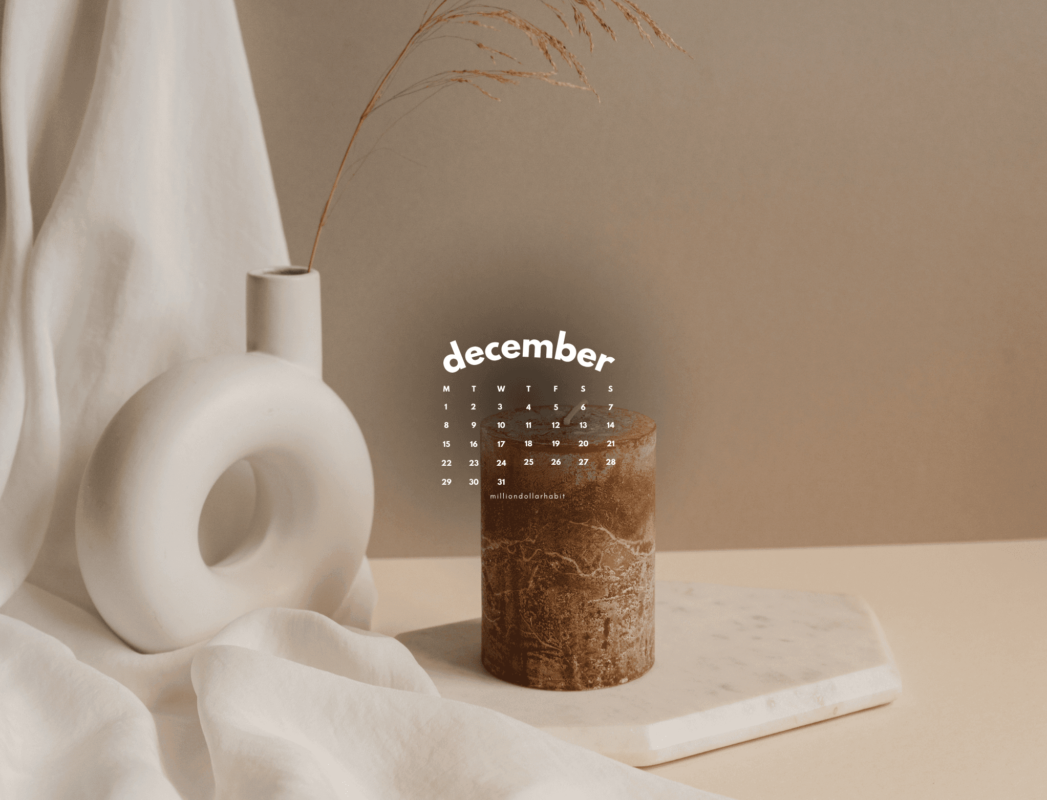 Preview grid of December 2025 wallpapers in different minimal styles for desktop, iPad and phone