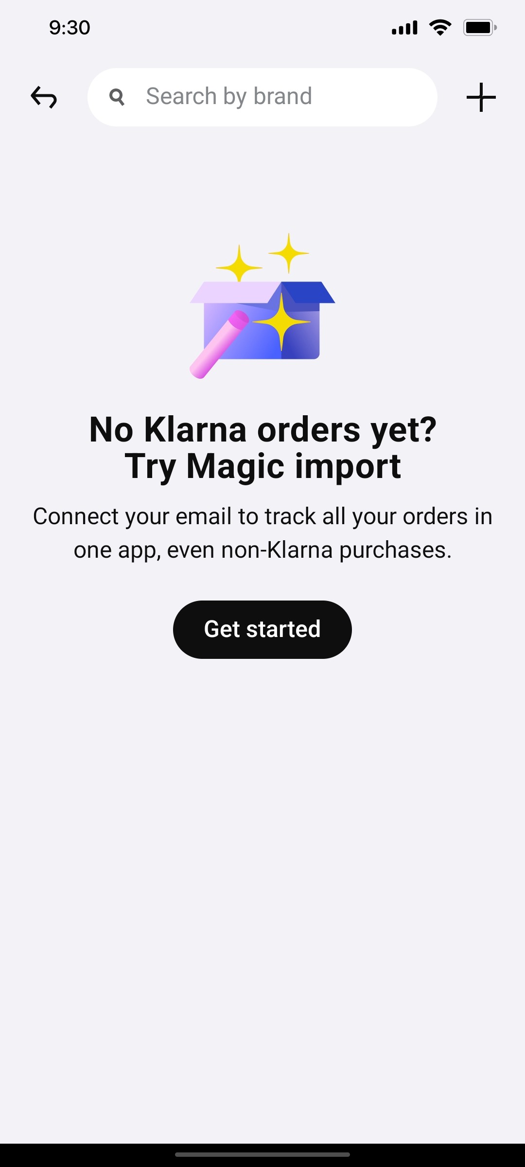 Klarna Get Started Page Screen
