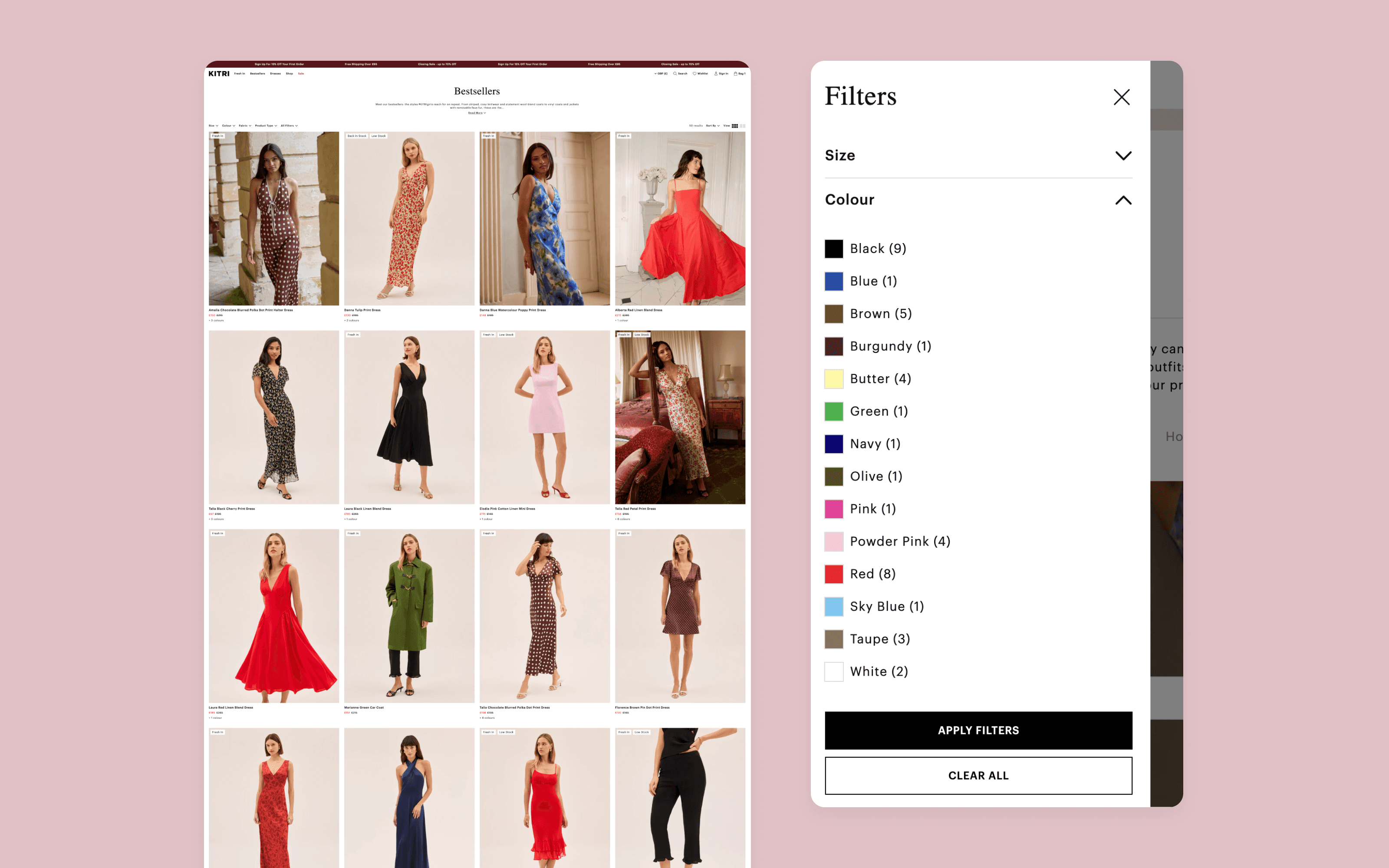Collection page and mobile filter drawer