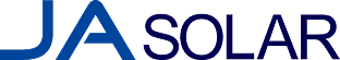 Logo von JA Solar mit markantem blauem Schriftzug, bei dem der Firmenname deutlich hervorgehoben ist.