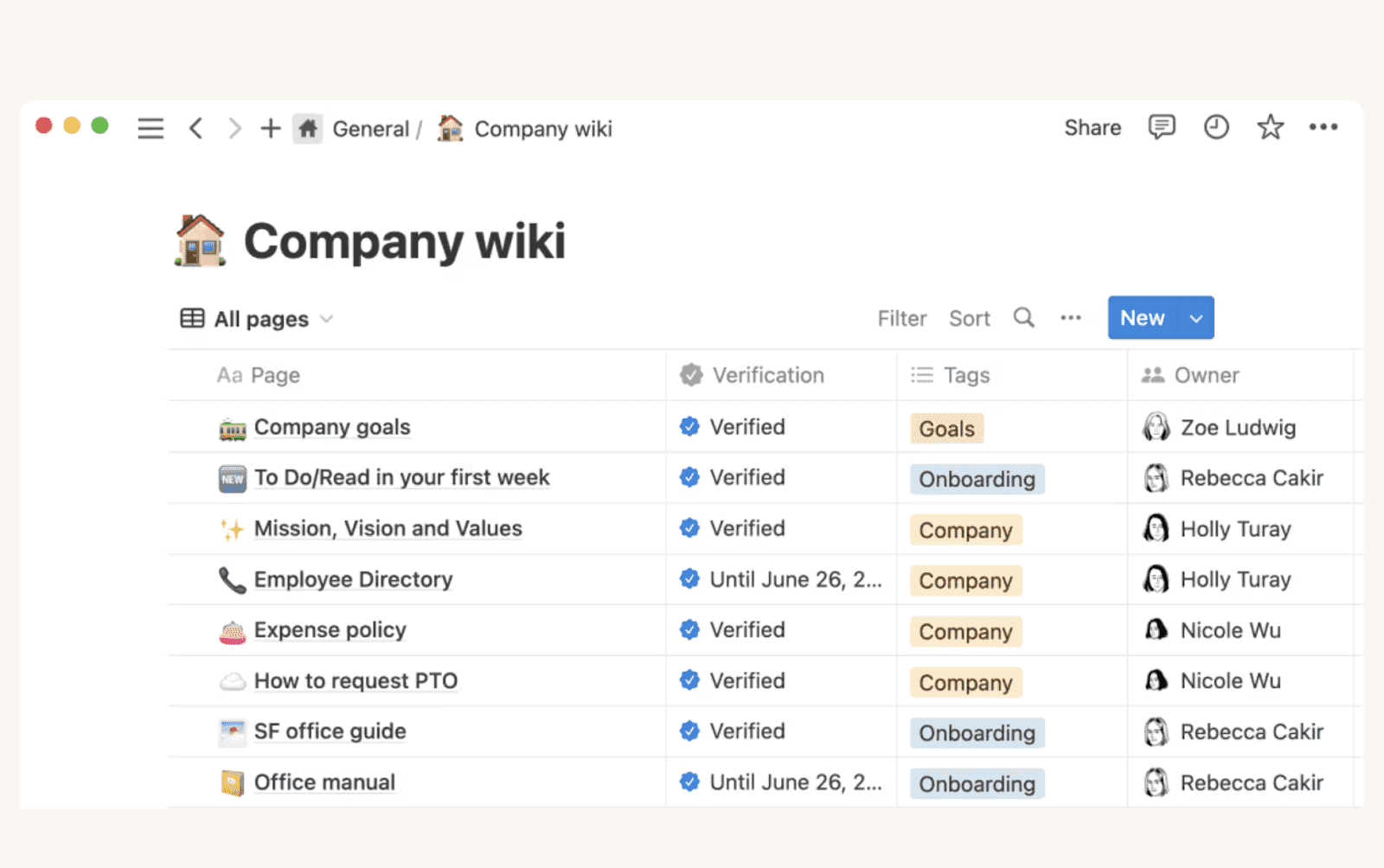create company wiki in Notion