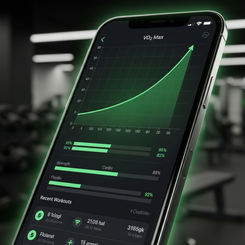 Workout progress tracking graphs on iPhone fitness app