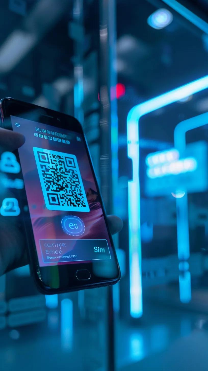 Close-up of smartphone eSIM settings with QR code scanning process