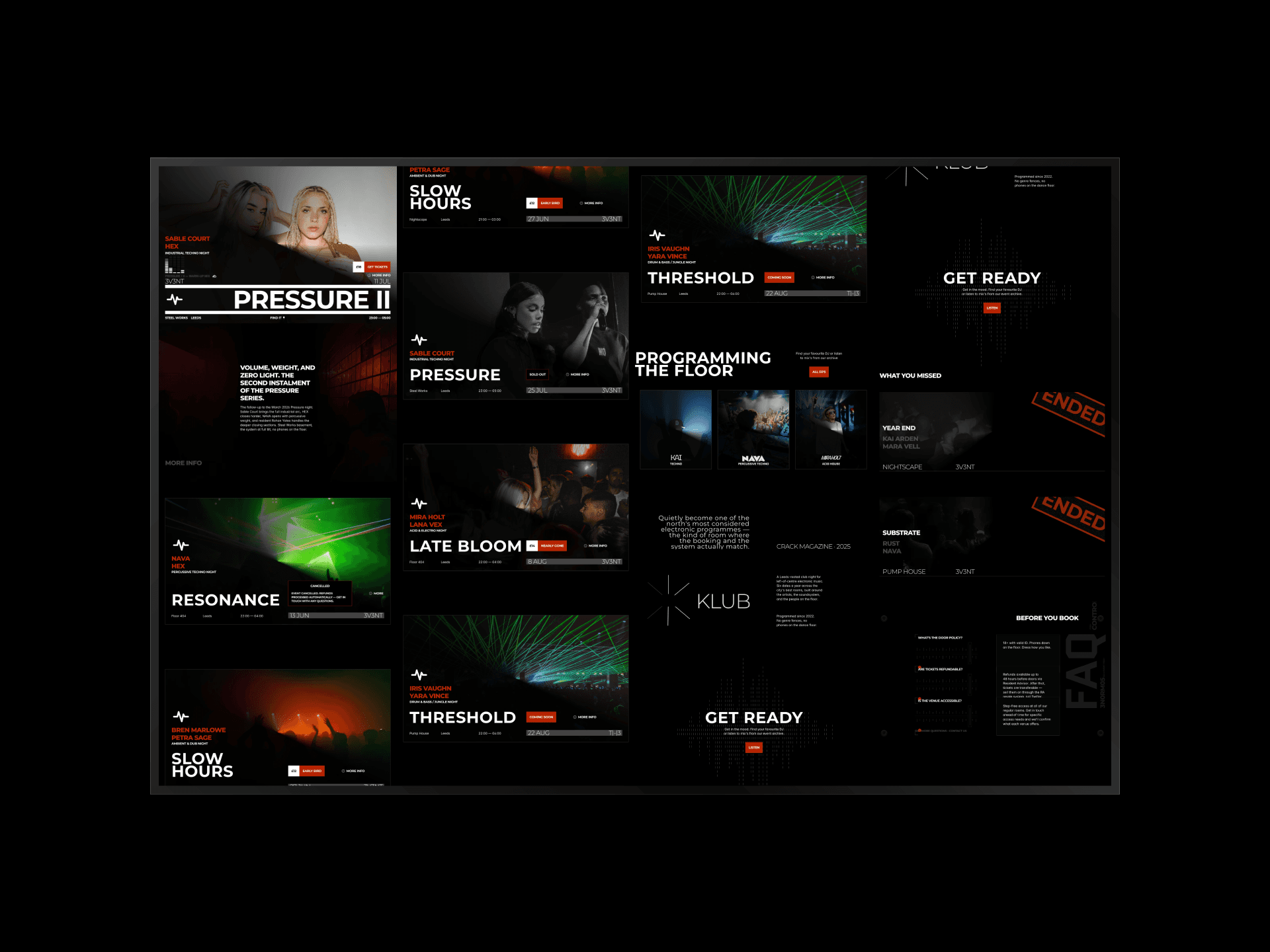 Club night and music event framer website template