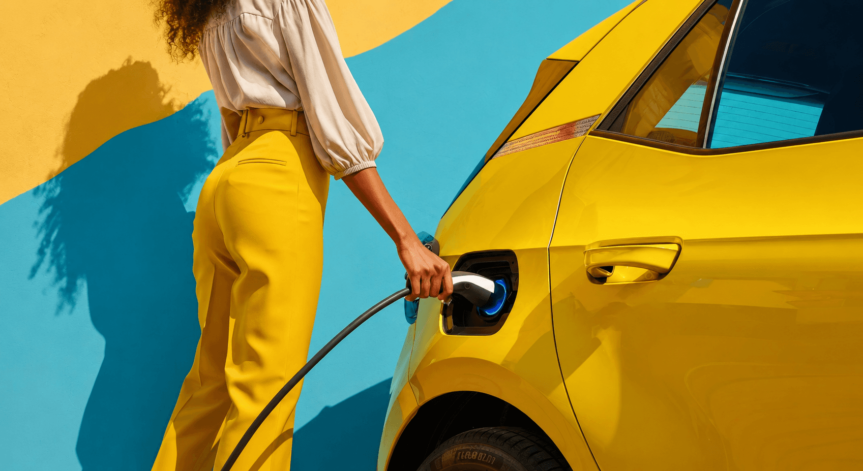 femme qui recherge son véhicule électrique