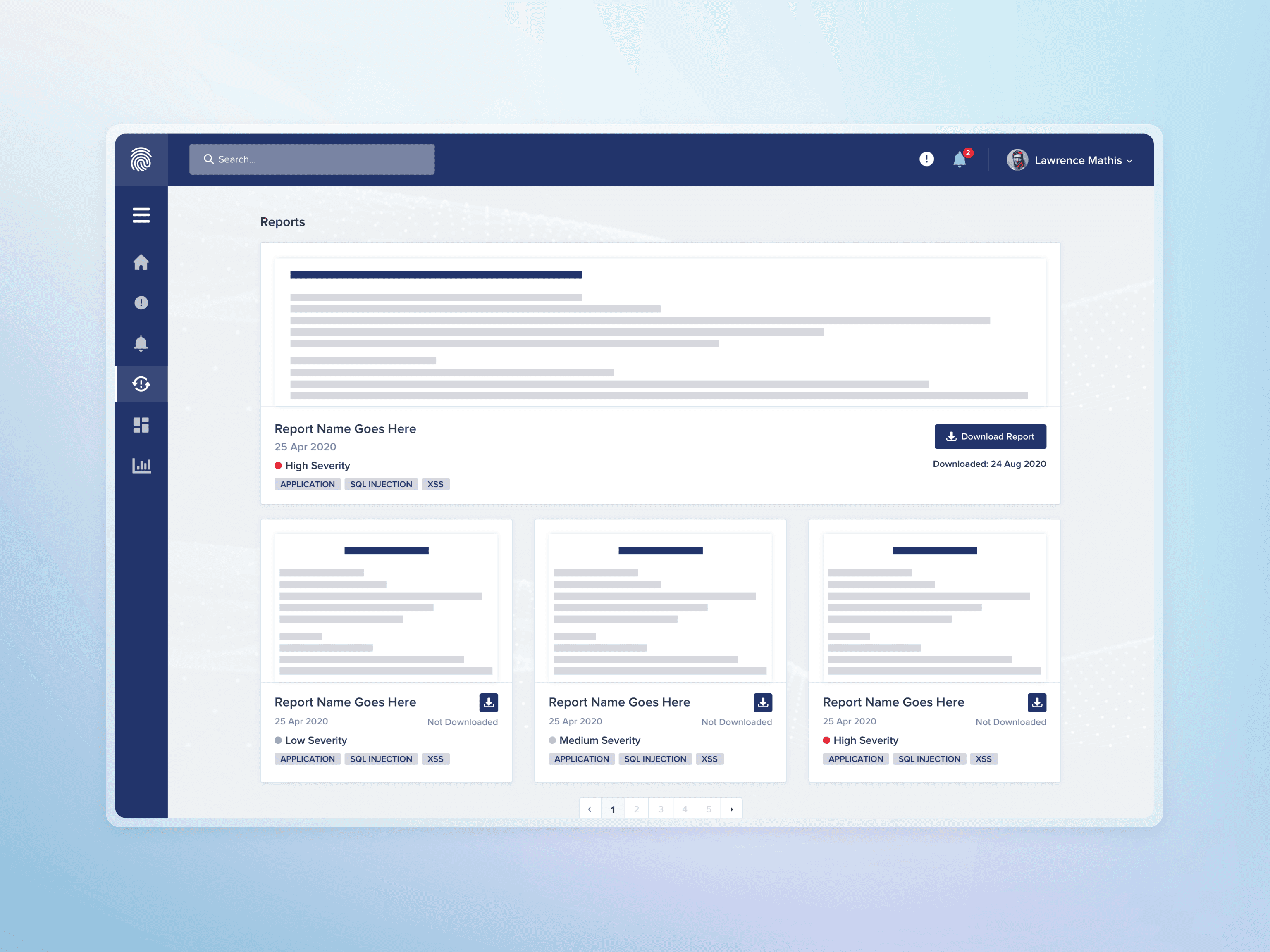 Landing page presenting dashboard of a product