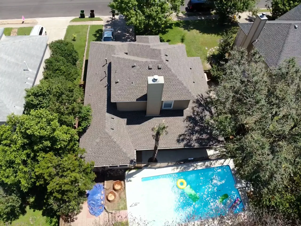 After - another angle: architectural shingles and dormers.