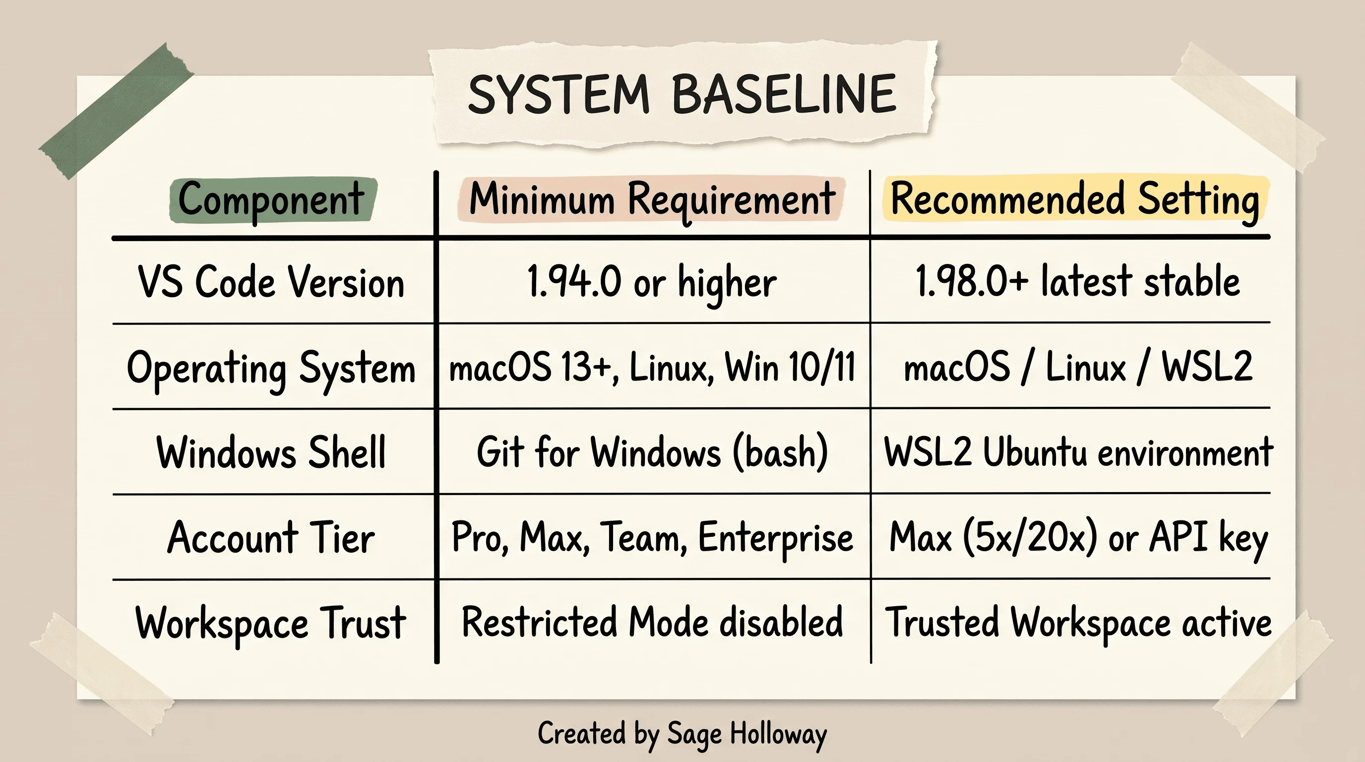 Prerequisites and system compatibility matrix for Claude Code in VS Code