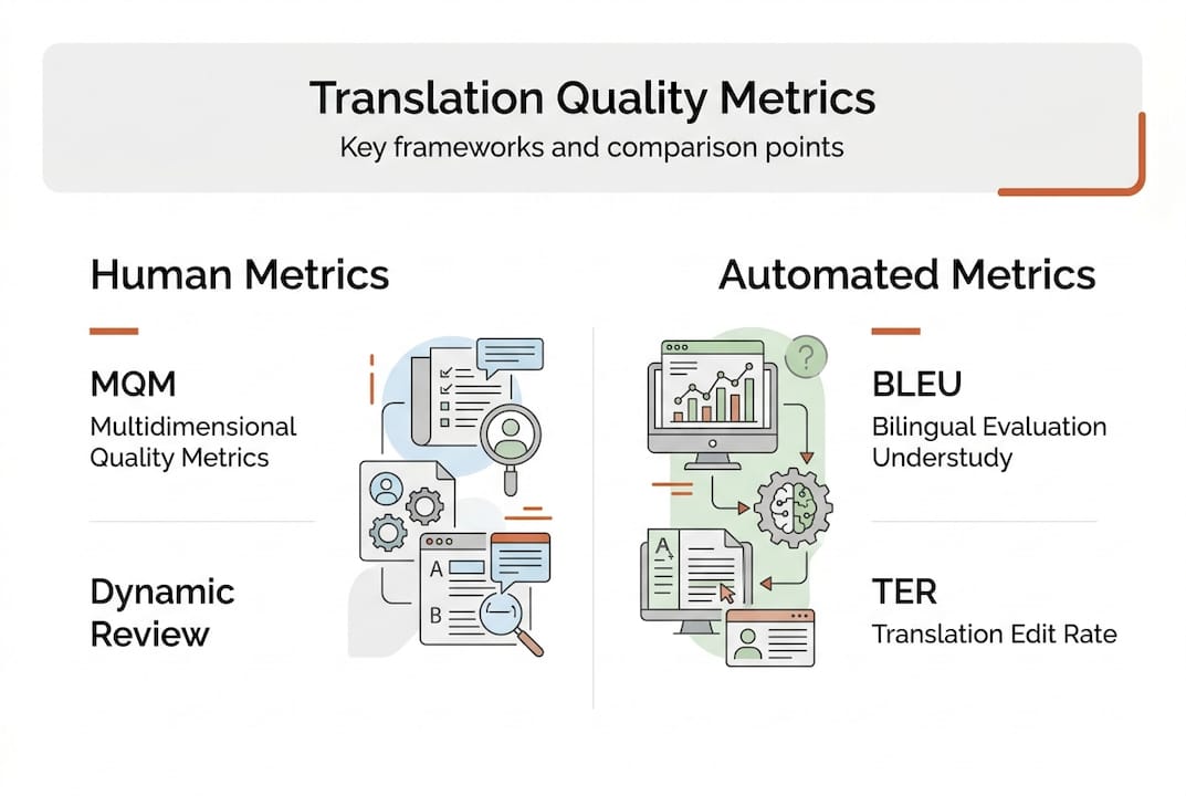 Infographic comparing translation quality metrics