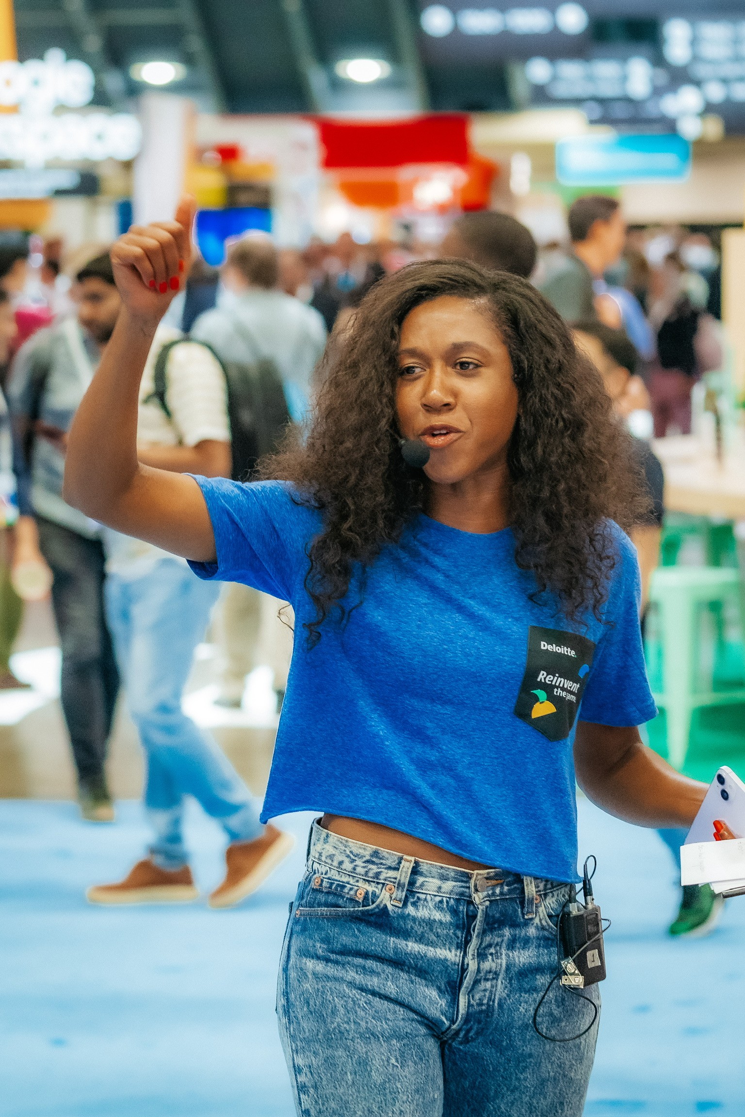 Young Woman Looking at a Person Beside Her
