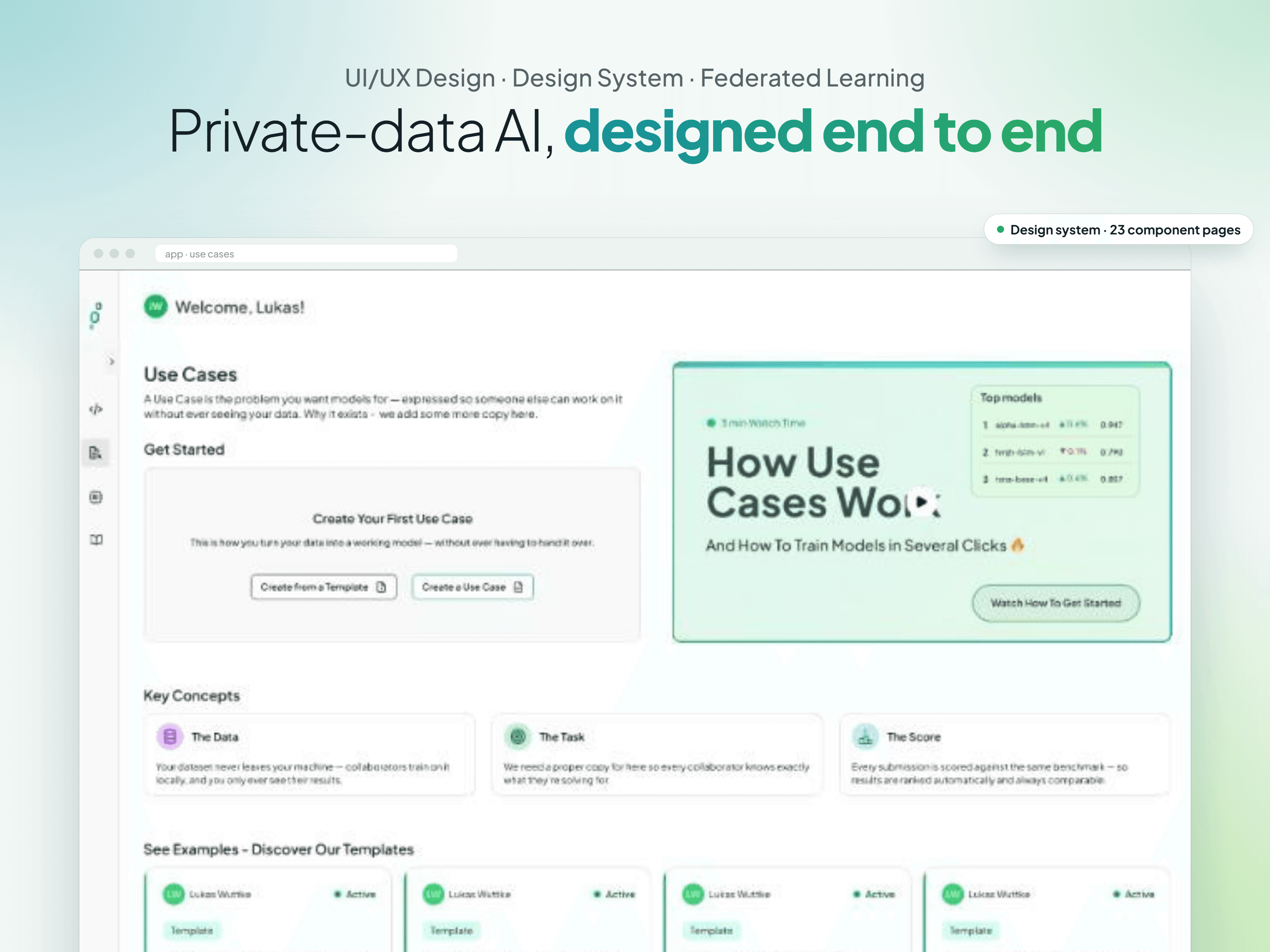 Private-data AI, designed end to end