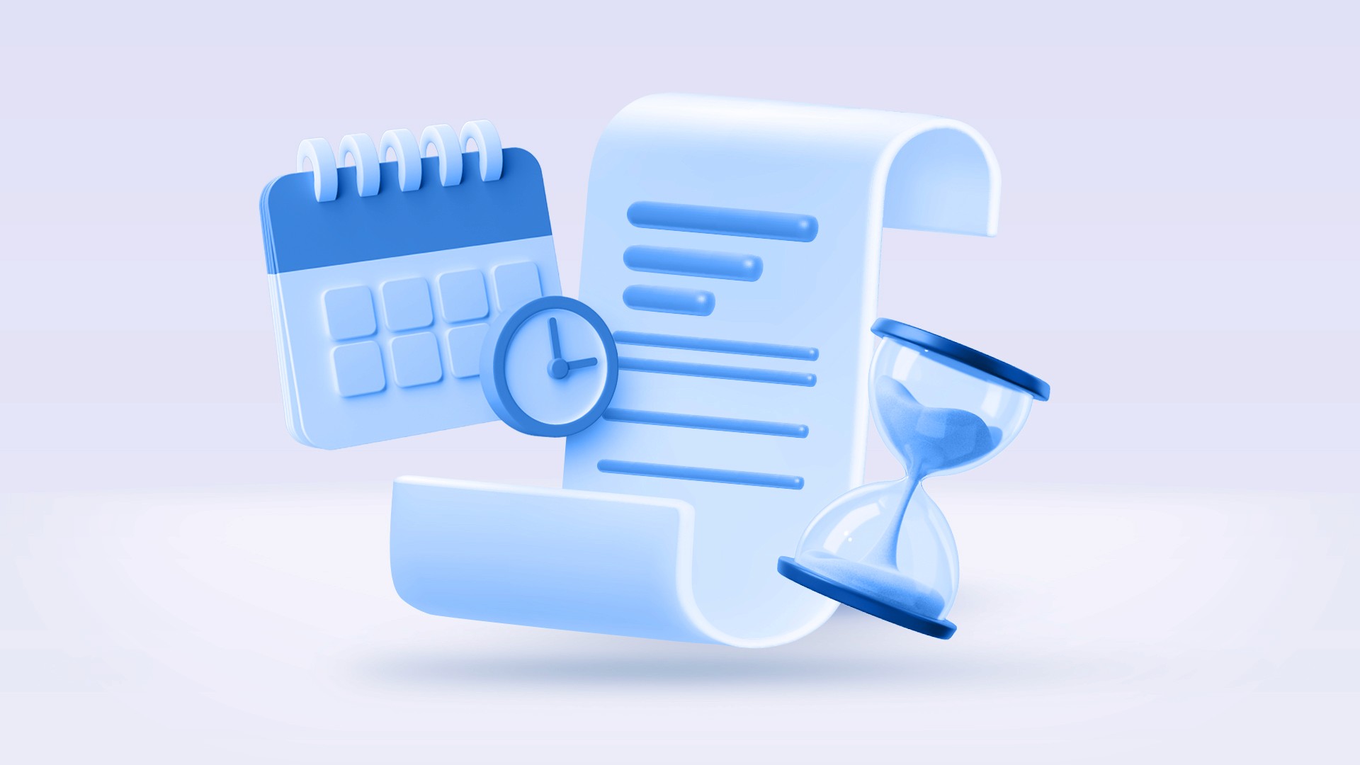 foglio di lavoro con calendario, orologio e clessidra