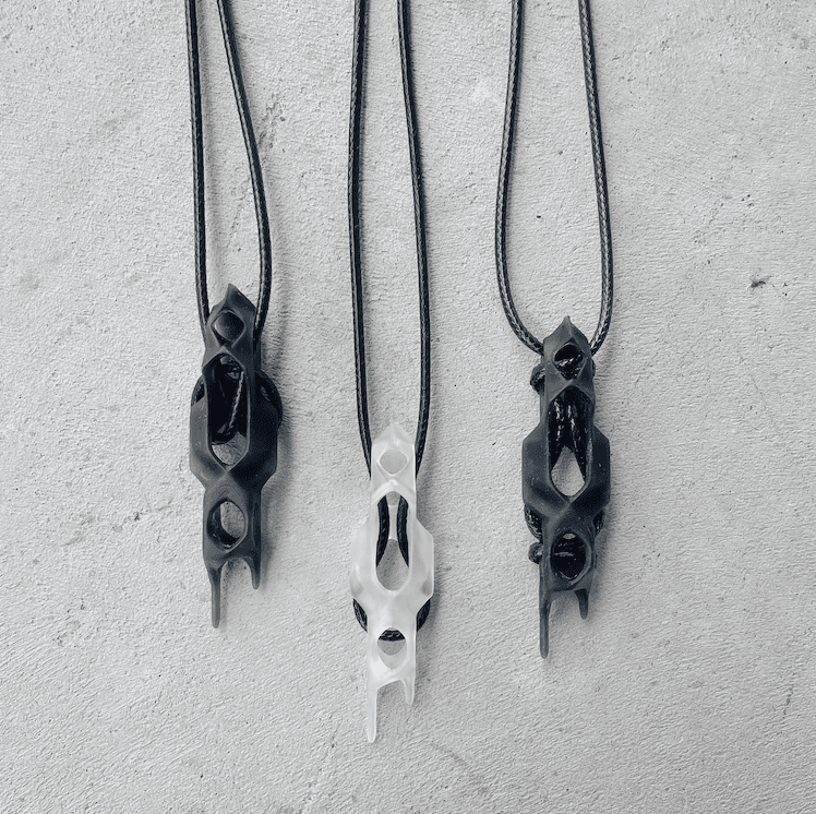 Printed pendants.