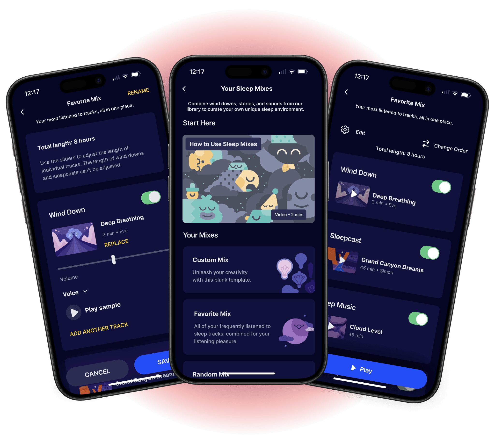 mockup of 3 mobile Headspace screens