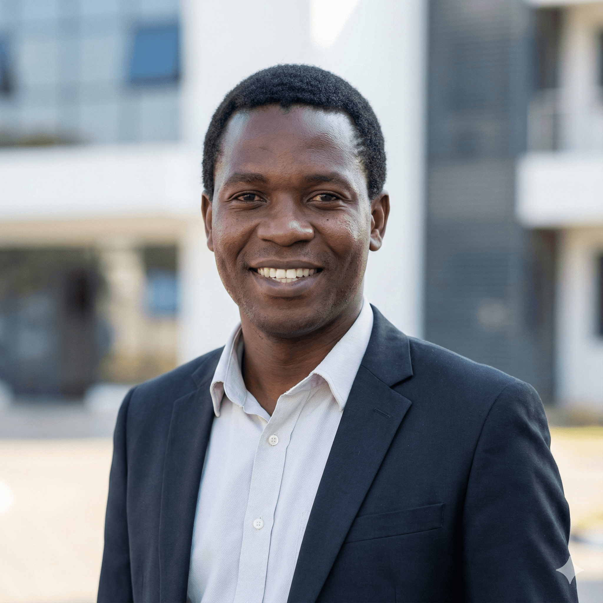 A young woman with long hair smiles while standing against a green backdrop, wearing a casual dark sweater.