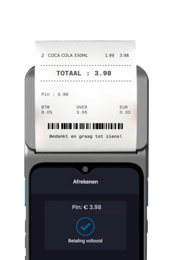 Kassabon geprint uit pin