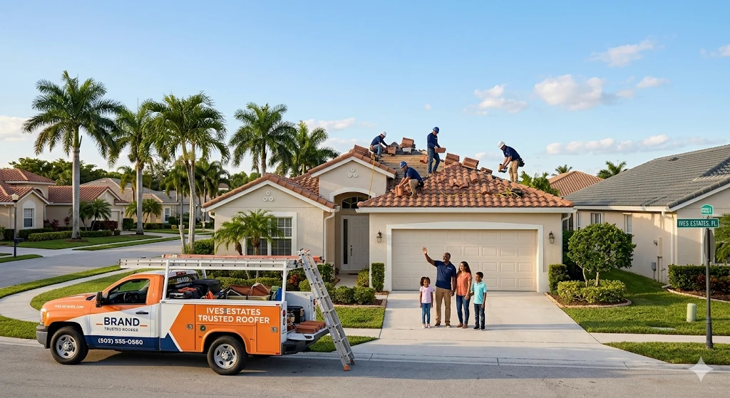 Roofing contractor Ives Estates FL — shingle and tile roof replacement on residential home by Roofing Network licensed contractor