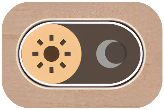 The Appearance toggle as it appears in the Light Theme, with the sun side active