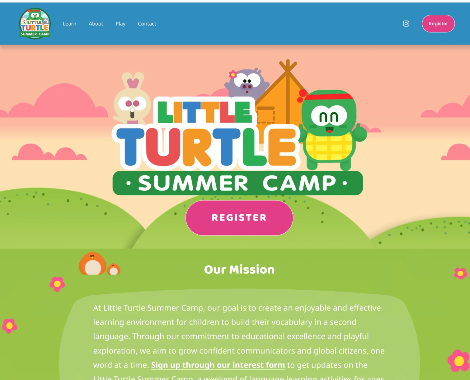 Picture of homepage.