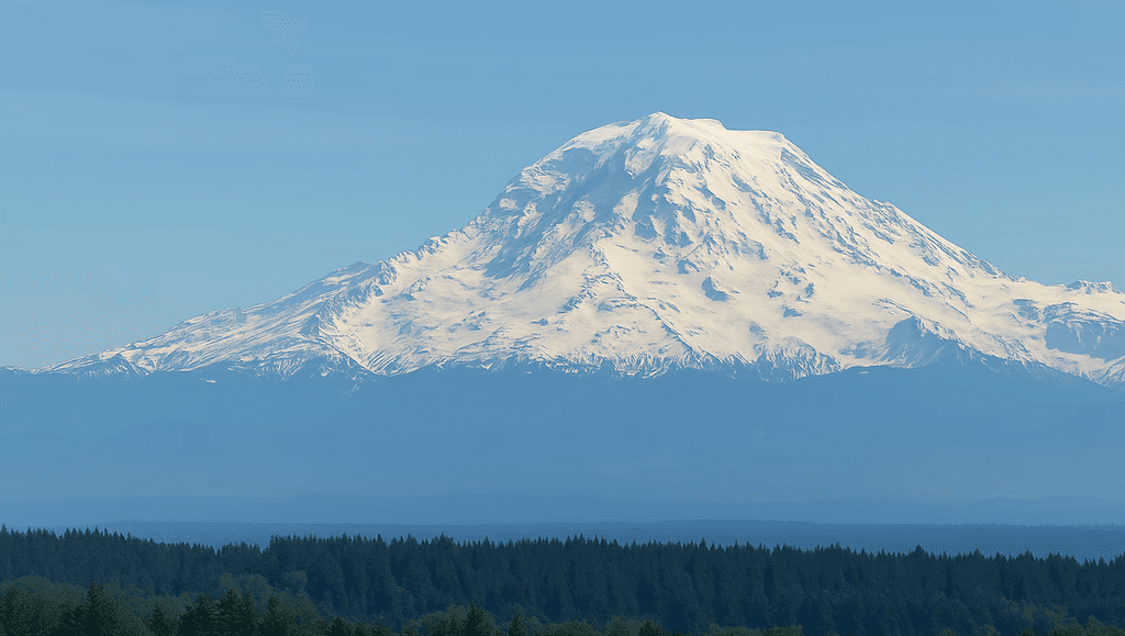 Iconic view of Mount Rainier above the forests of Washington, capturing the spirit of High Meadow Legacy’s community-rooted mission.