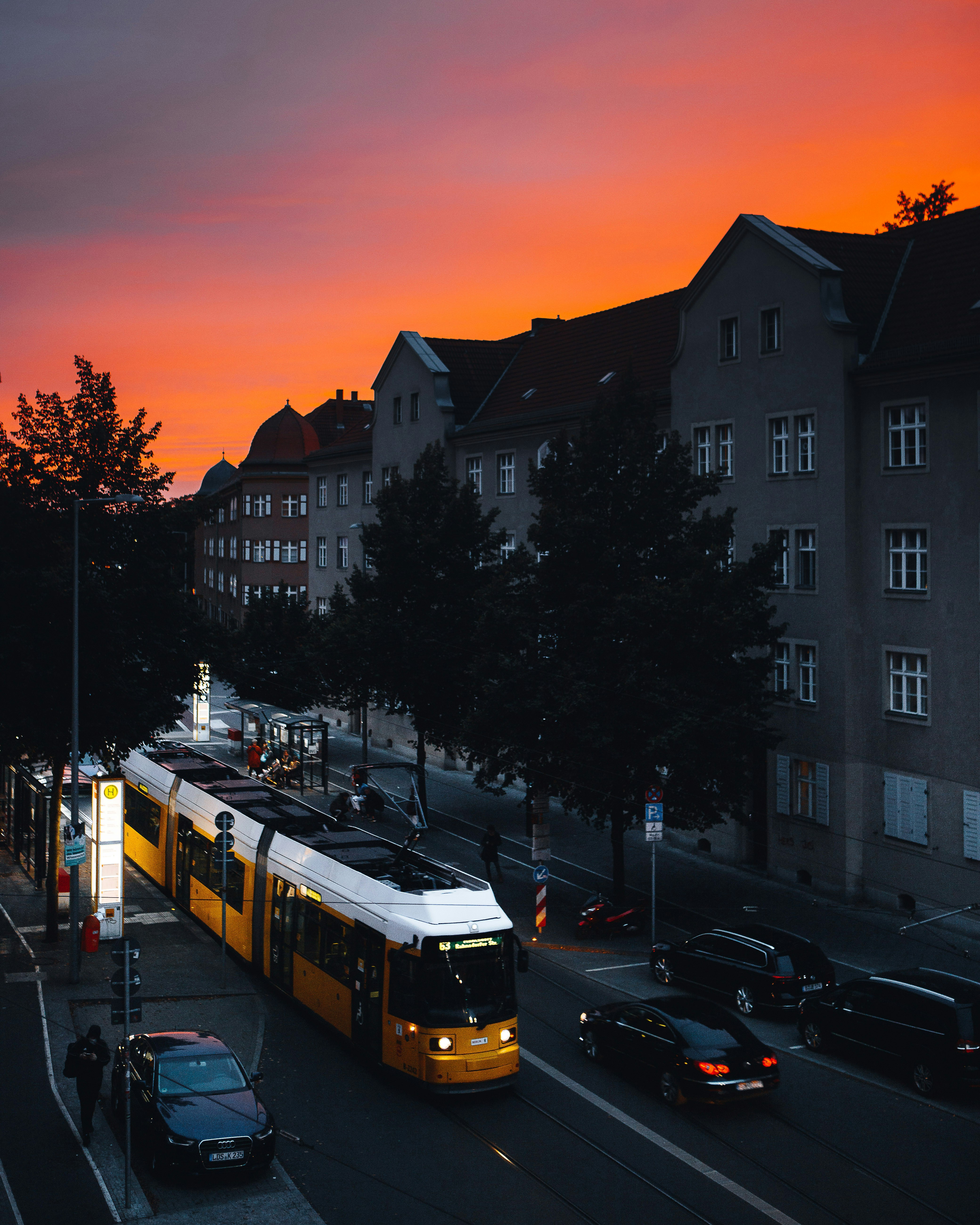a yellow bus on the street