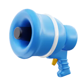 Free 3D megaphone icon in blue and gold